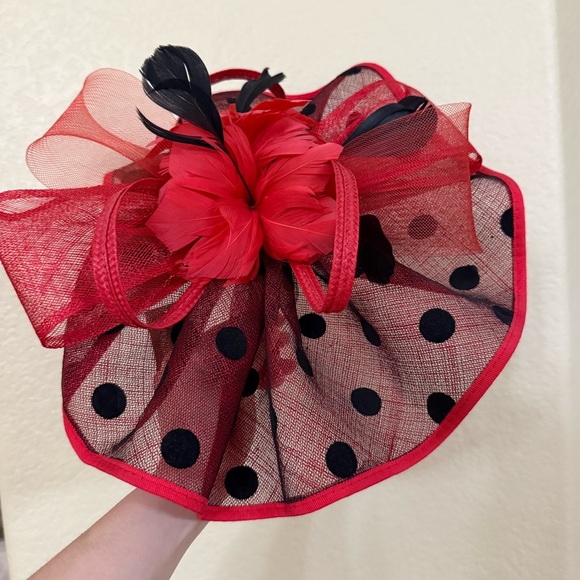 Accessories - Red and Black Polka Dot Fascinator